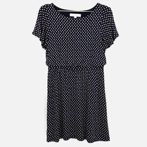 Loft Petite Navy Pink Floral Polka Dot Flutter Sleeve Mini Dress Small SP